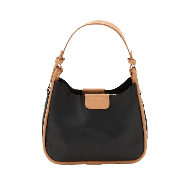 Women's Black Opulent Two Tone Leather Hand Bag