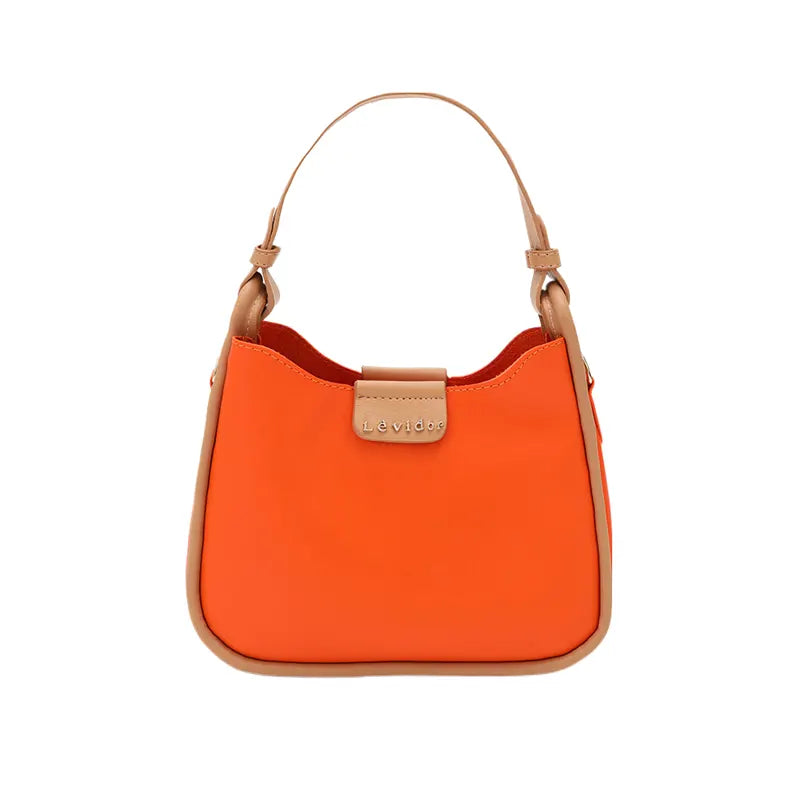 Women's Orange Opulent Two Tone Leather Hand Bag