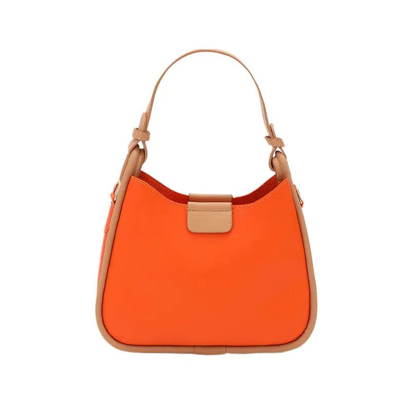 Women's Orange Opulent Two Tone Leather Hand Bag