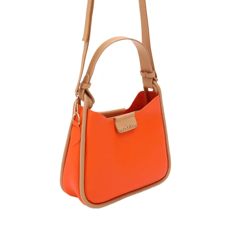 Women's Orange Opulent Two Tone Leather Hand Bag