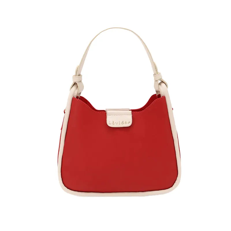 Women's Red Opulent Two Tone Leather Hand Bag