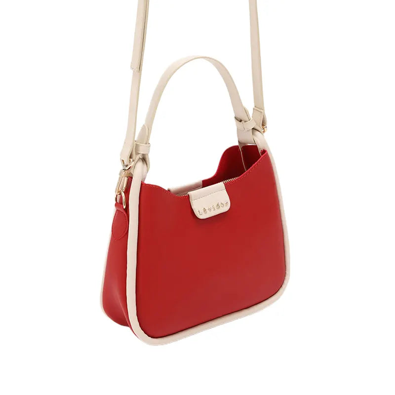 Women's Red Opulent Two Tone Leather Hand Bag