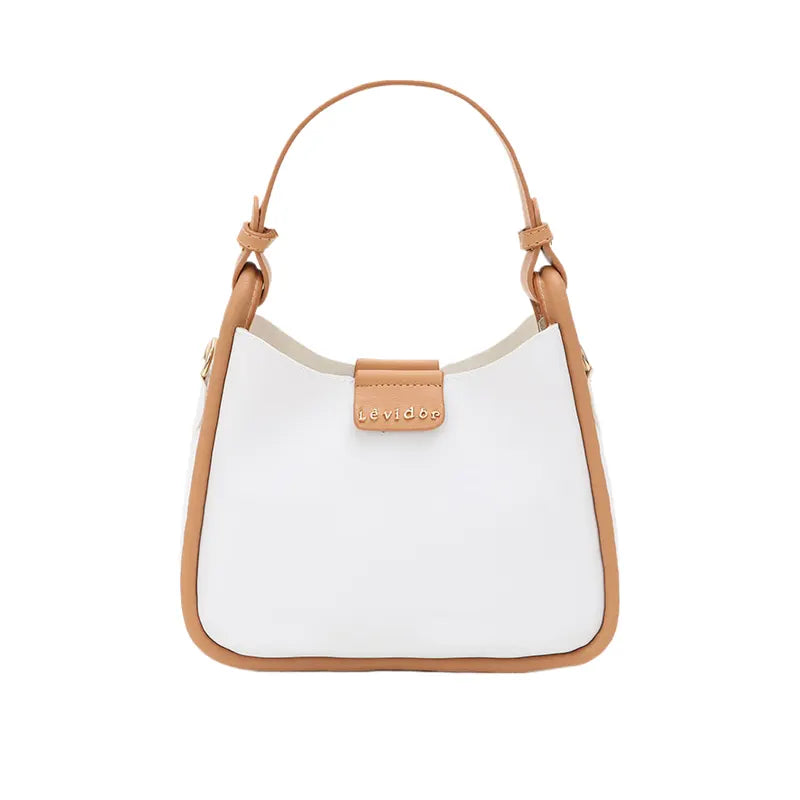 Women's White Opulent Two Tone Leather Hand Bag