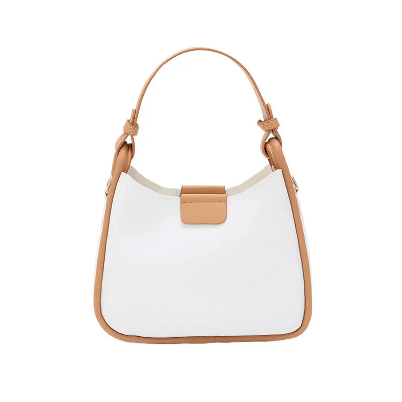 Women's White Opulent Two Tone Leather Hand Bag