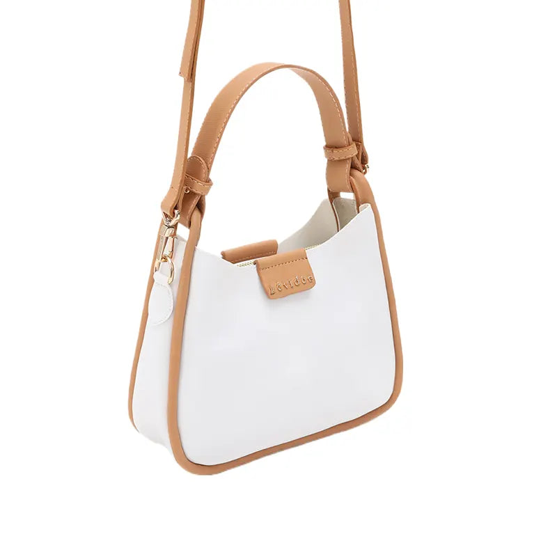 Women's White Opulent Two Tone Leather Hand Bag