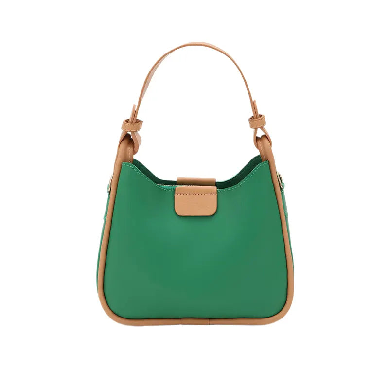 Opulent Two Tone Leather Hand Bag Green
