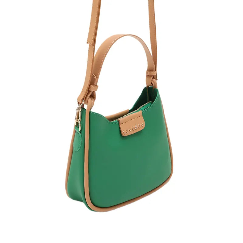 Opulent Two Tone Leather Hand Bag Green