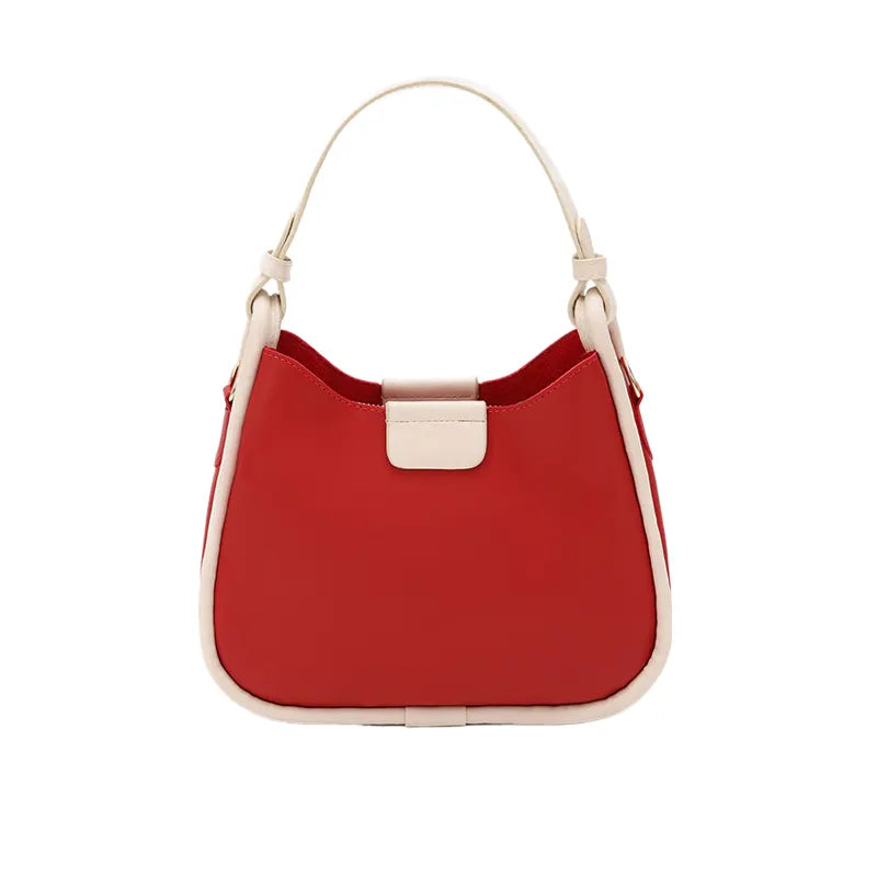 Women's Red Opulent Two Tone Leather Hand Bag