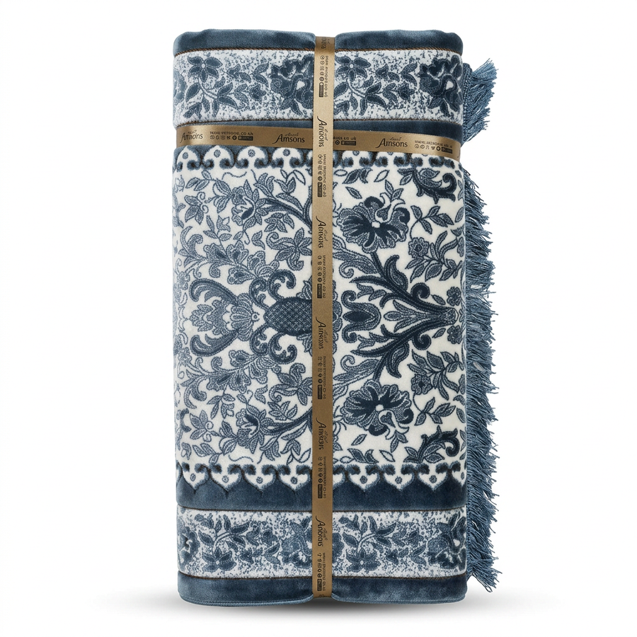 Memory Foam Padded Prayer Mat Blue And Beige