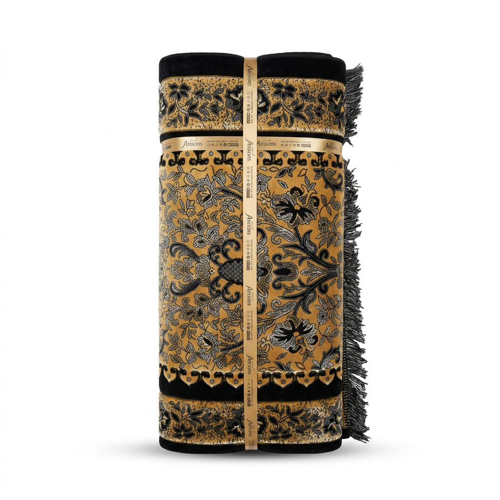 Memory Foam Padded Prayer Mat Black And Gold