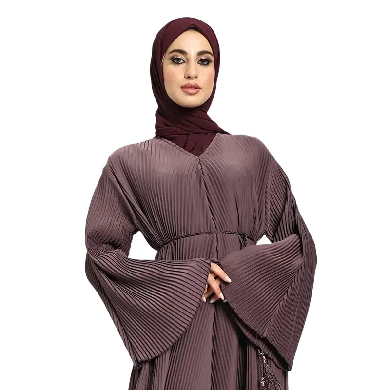 Mauve Pleated Women's Abaya