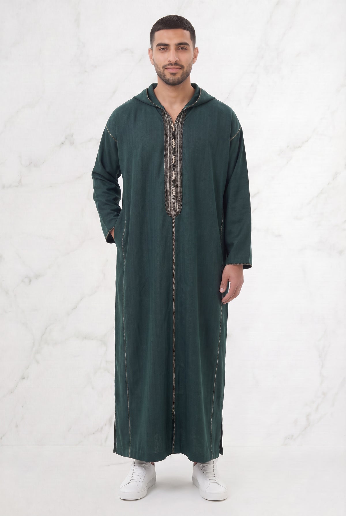 Moroccan Hooded Thobe Blue