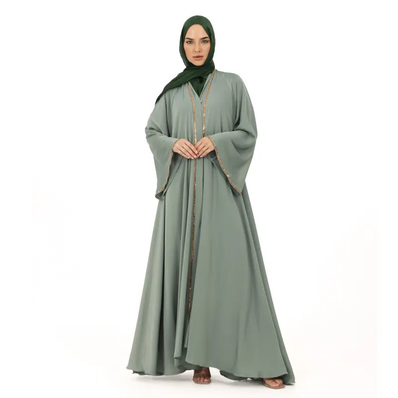 Sage Green Ayla Umbrella Cut Buttoned Abaya