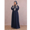 Luxurious Navy Embroidered Abaya AS939