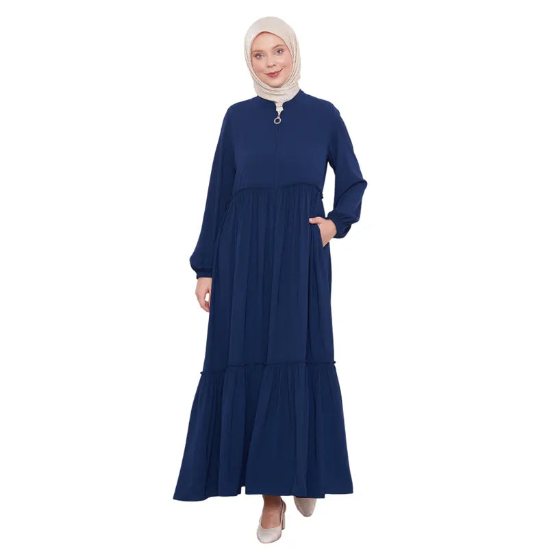 Modest Zipped Navy Abaya