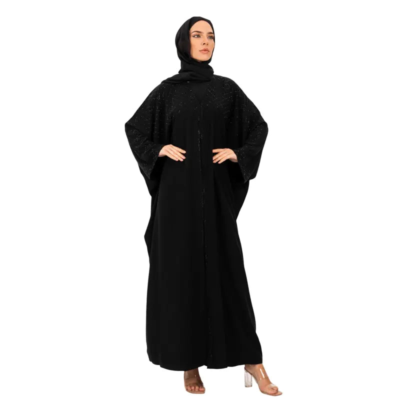 Black Elite Diamond Batwing Abaya