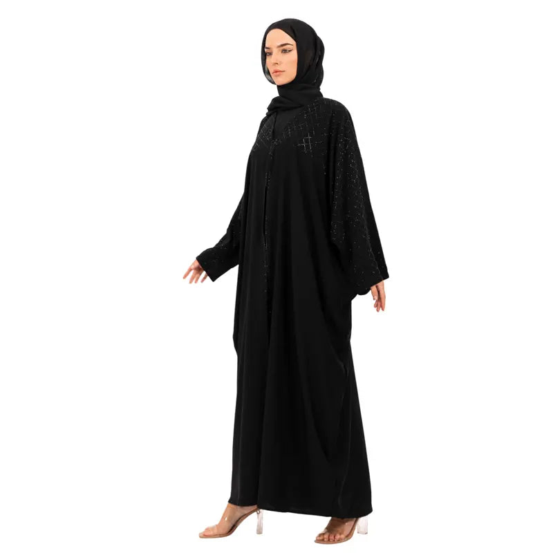 Black Elite Diamond Batwing Abaya