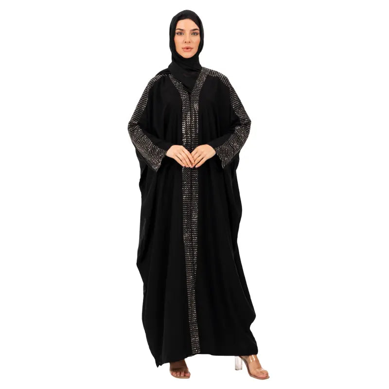 Bandage Rhinestone Black Abaya