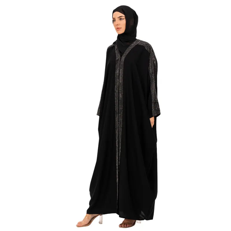 Bandage Rhinestone Black Abaya