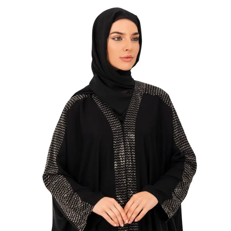 Bandage Rhinestone Black Abaya