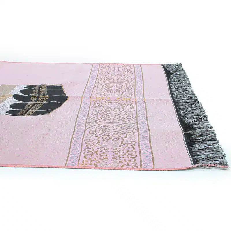 Light Weight Pink Embroidered Kaaba Prayer Mat
