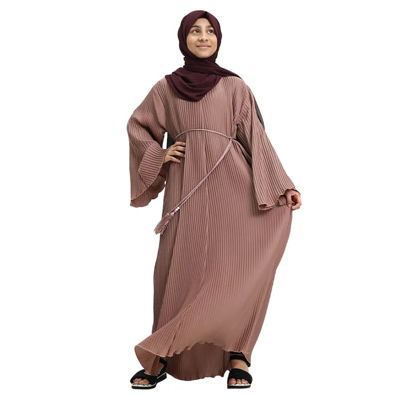 Girls Rose Plicate Abaya