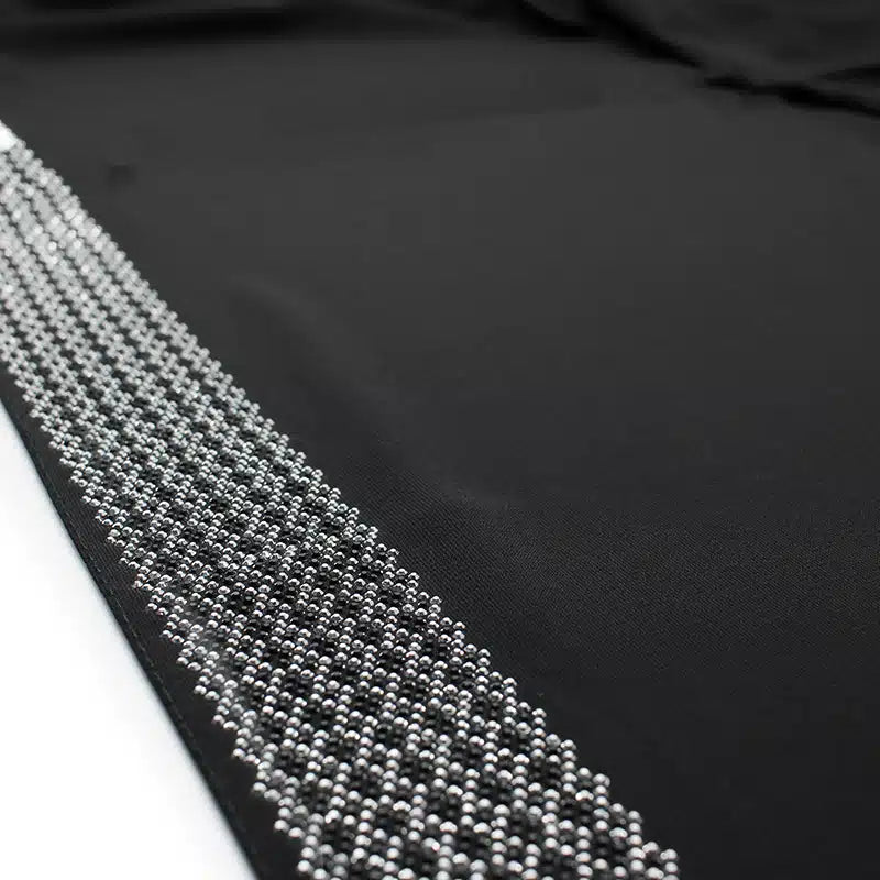 Detail Beaded Madinah Black Chiffon Hijab