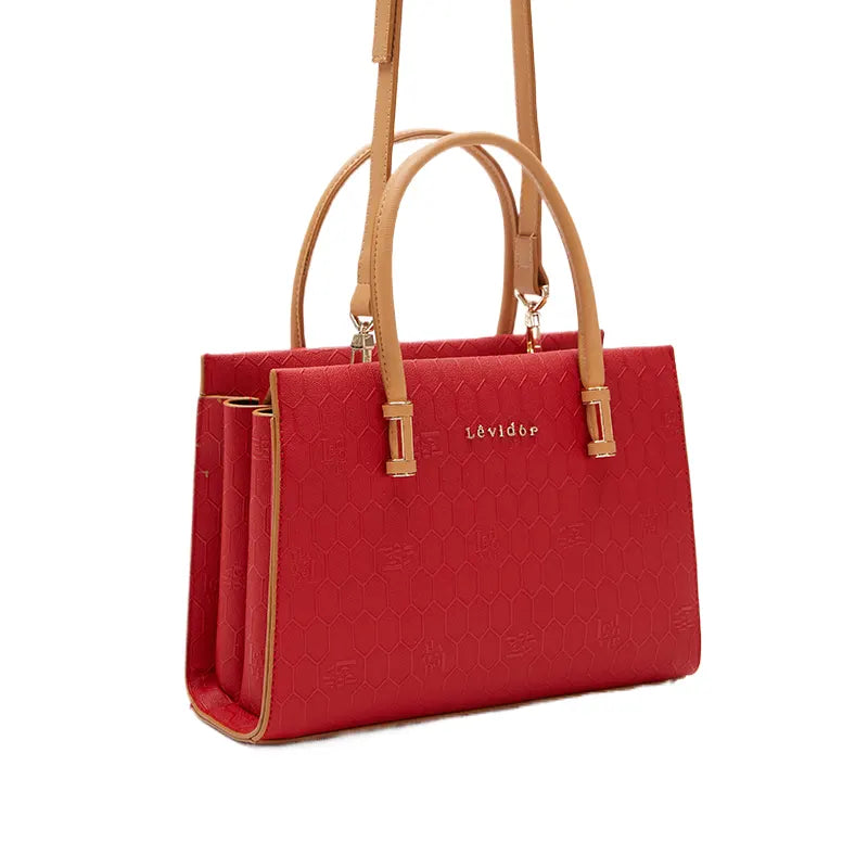 Women's Red Textured Top Handle Bag Ref 930015