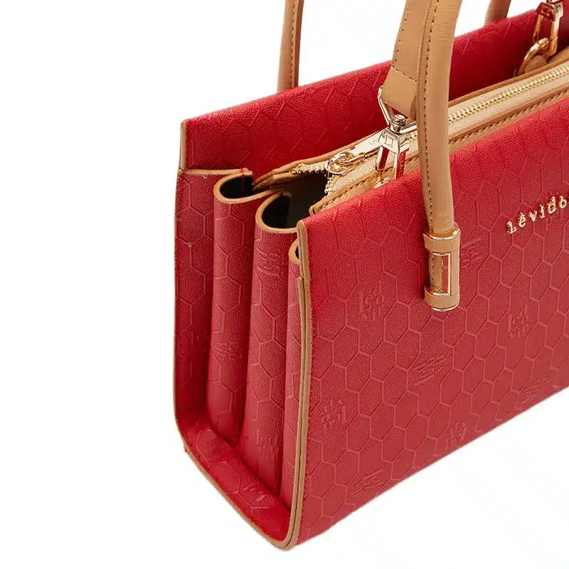 Women's Red Textured Top Handle Bag Ref 930015