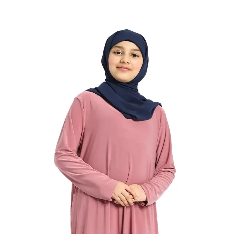 Girls Rose Pink Jersey Abaya