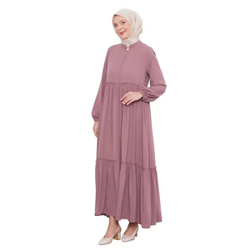 Modest Zipped Rose Pink Abaya