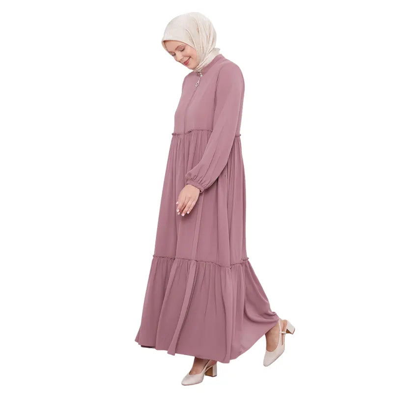 Modest Zipped Rose Pink Abaya