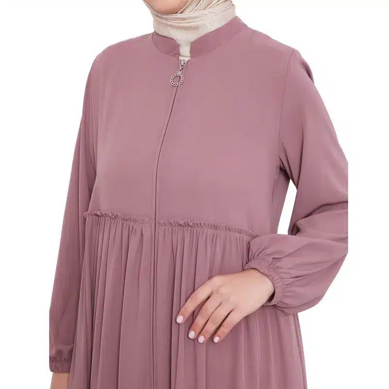Modest Zipped Rose Pink Abaya