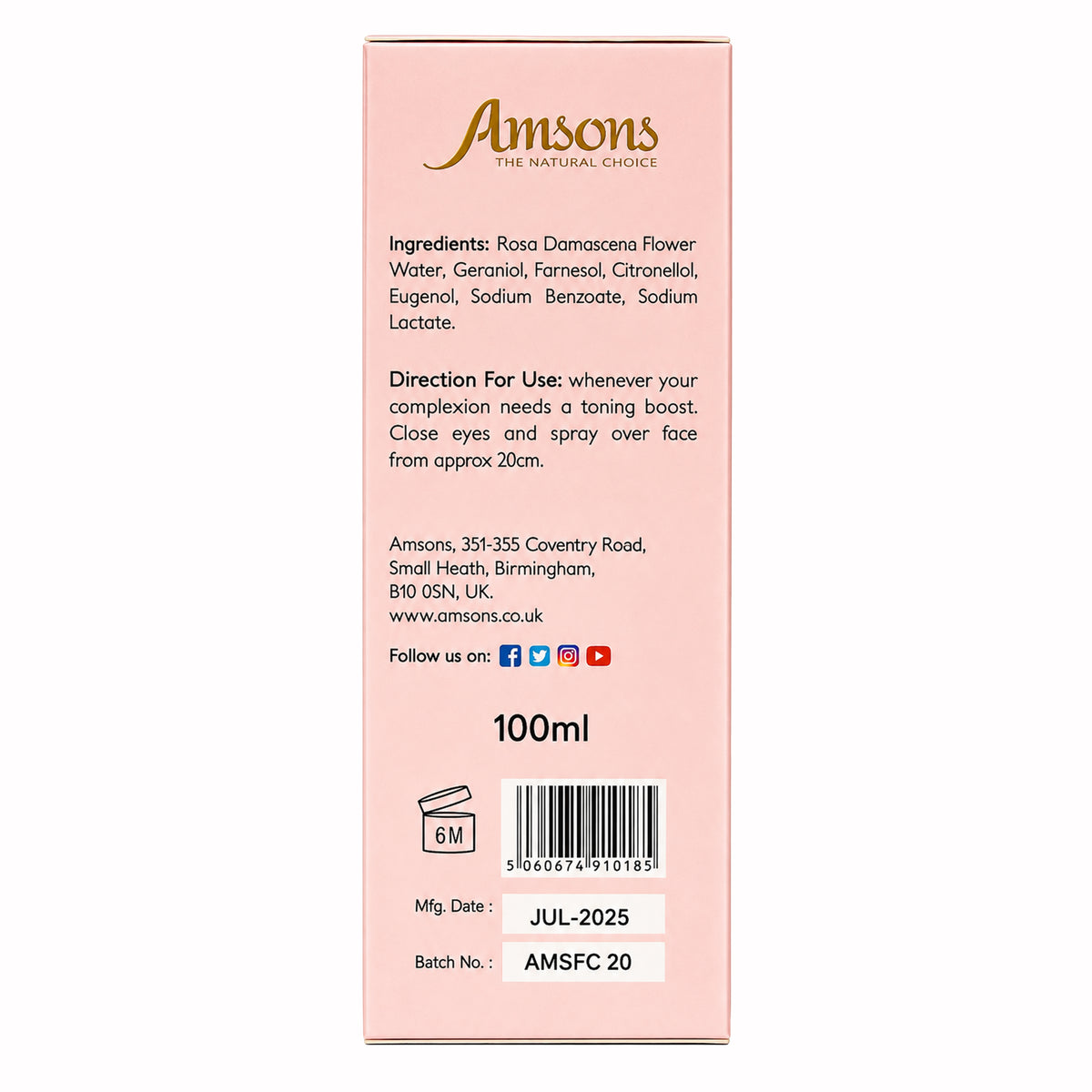 Rose Water Toning Facial Mist 100ml