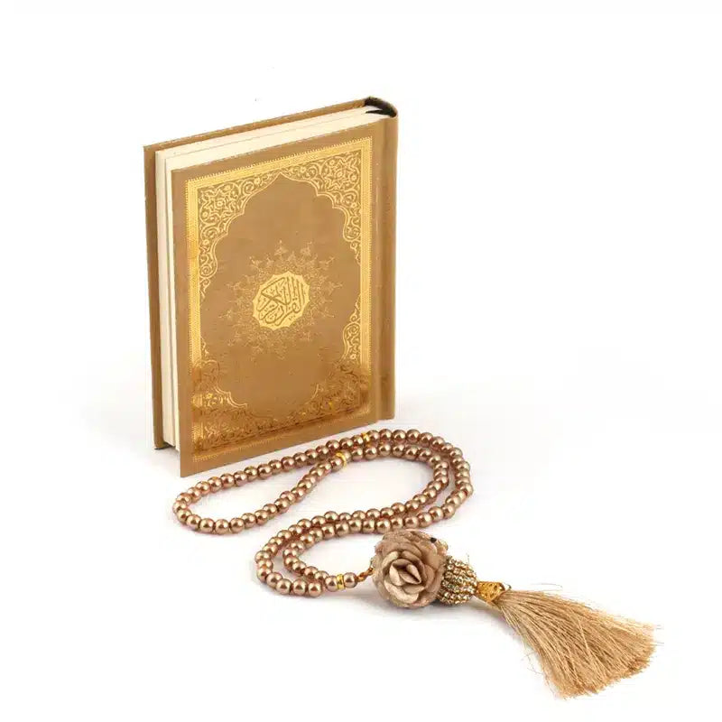 Gold Small Quran and Tasbeeh Gift Set