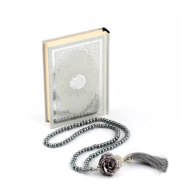 Grey Small Quran and Tasbeeh Gift Set