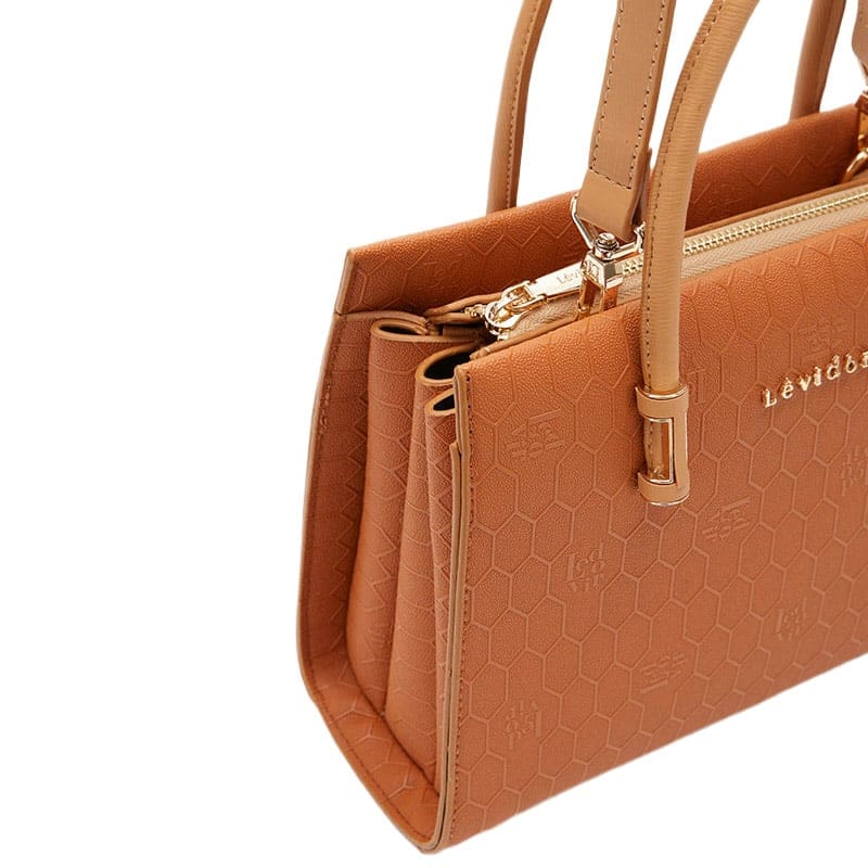 Women's Tan Textured Top Handle Bag Ref 930015