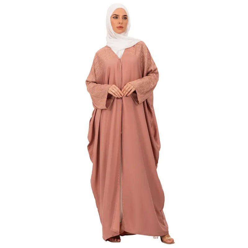 Mira Peach Luxury Batwing Abaya