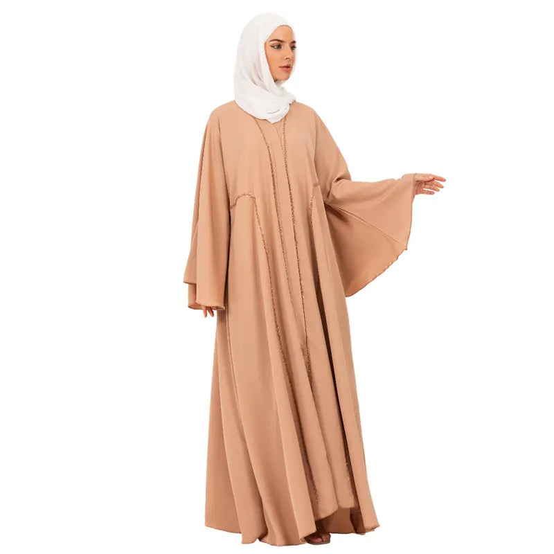 Gold Multi Embellished Umbrella Buttoned Abaya