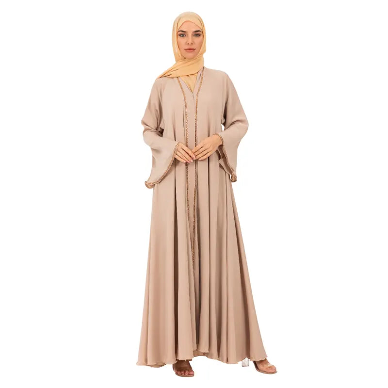 Gold Ayla Umbrella Cut Buttoned Abaya