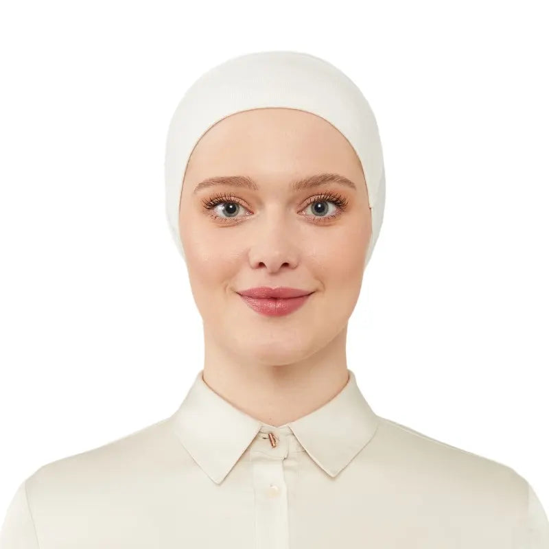 Women's Tie & Net Bone Pearl Hijab Cap