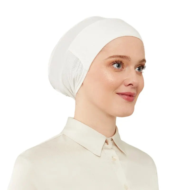 Women's Tie & Net Bone Pearl Hijab Cap