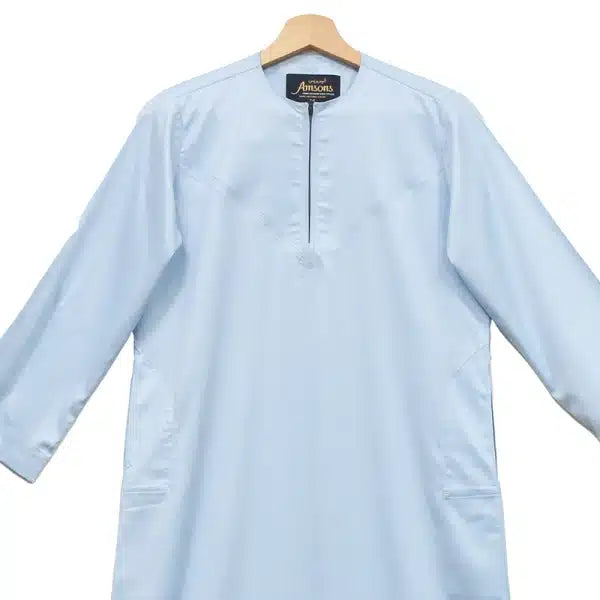 Kids Omani Baby Blue Satin Thobe ASB- K29 COL 8