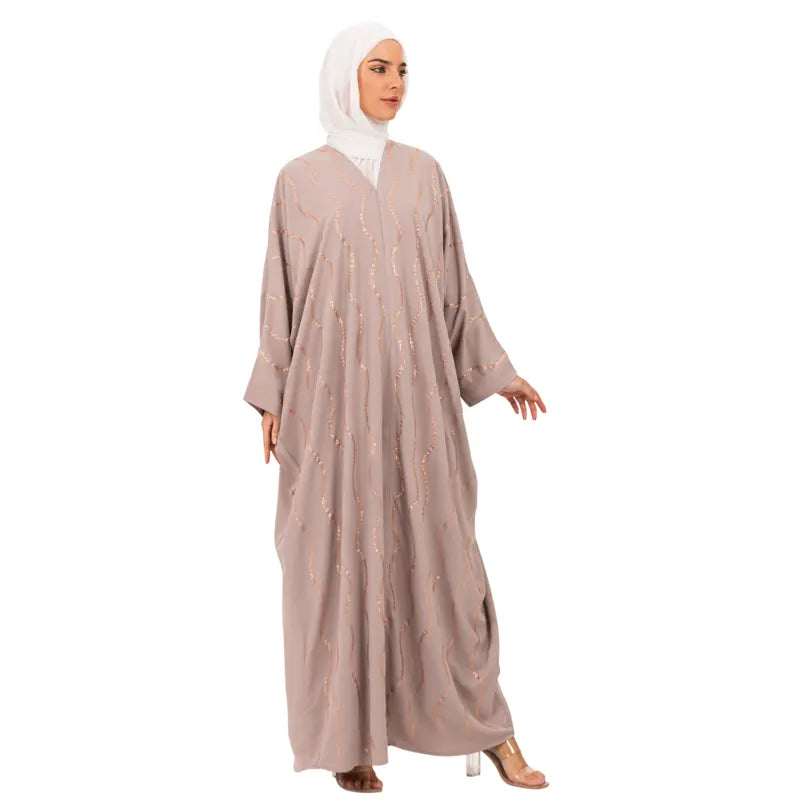 Light Pink Dainty Embellished Buttoned Batwing