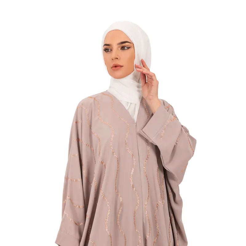 Light Pink Dainty Embellished Buttoned Batwing