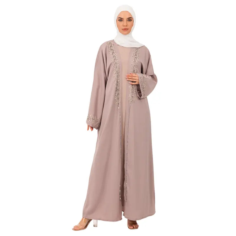 Light Pink Noor Embellished Kimono Set