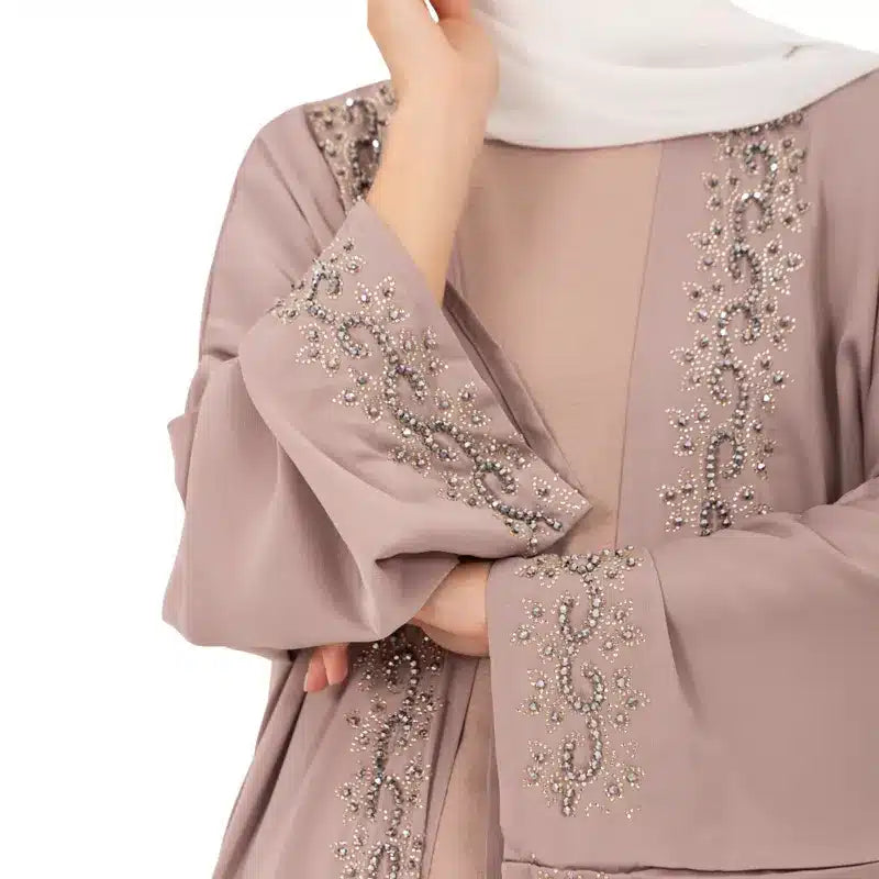 Light Pink Noor Embellished Kimono Set