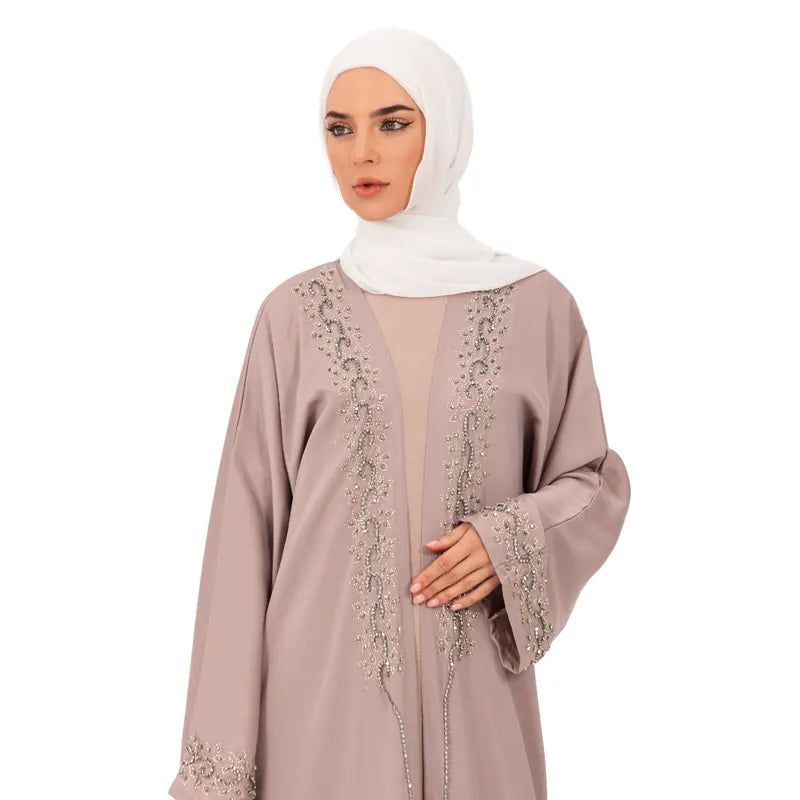 Light Pink Noor Embellished Kimono Set