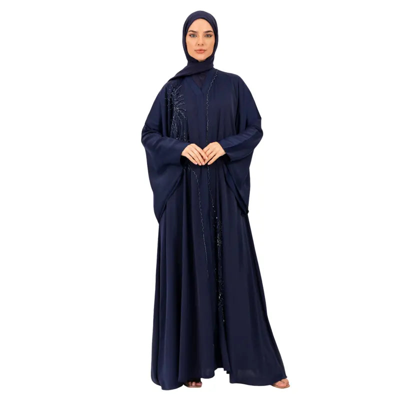 Timeless Stone Navy Buttoned Abaya