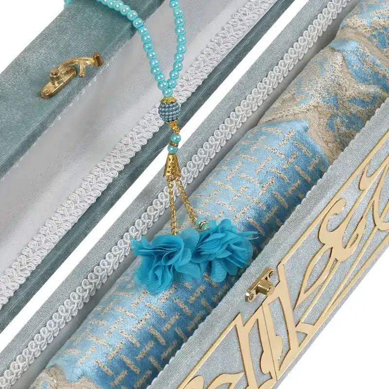 Baby Blue Velvet Plexi Prayer Gift Box 11002